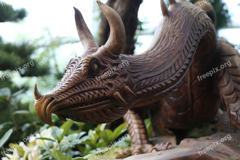 Dragon Statue Garden Jurassic Free Photos