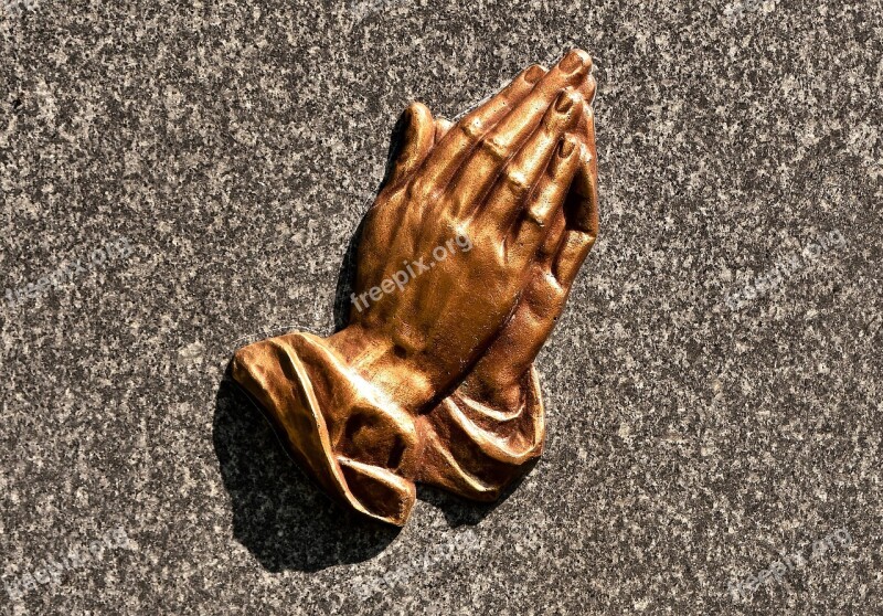 Praying Hands Religious Brass Stone Plate