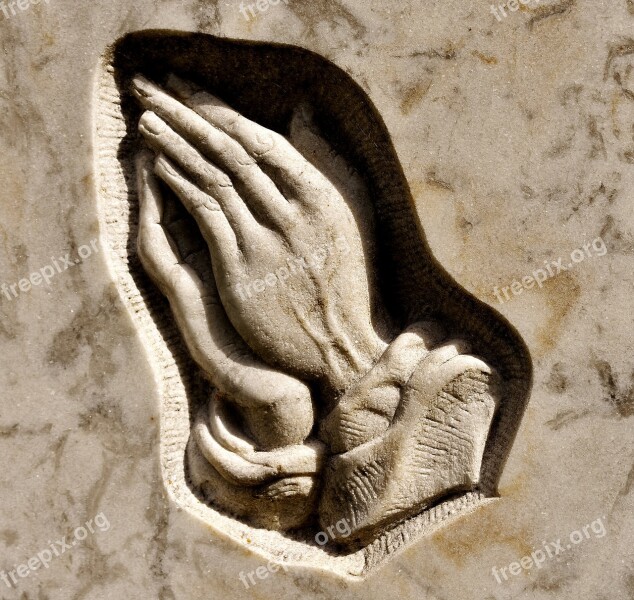 Praying Hands Religious Granite Plate Ornament