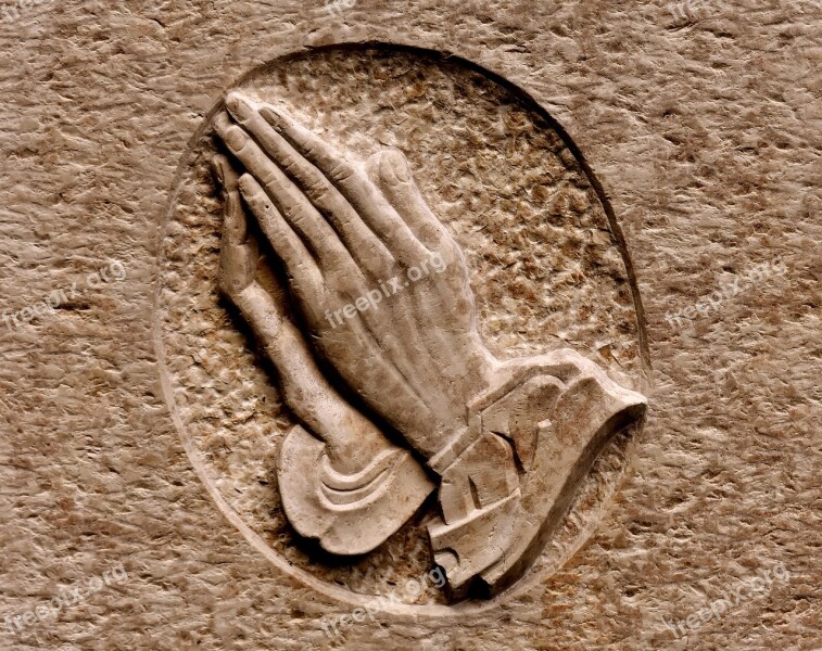 Praying Hands Religious Stone Plate Ornament