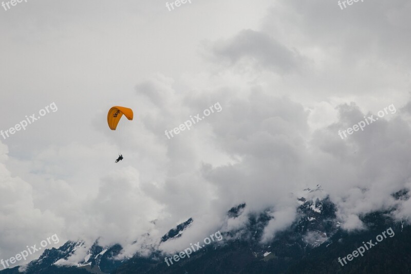 Switzerland Paragliding Swiss Mountain Cloudy