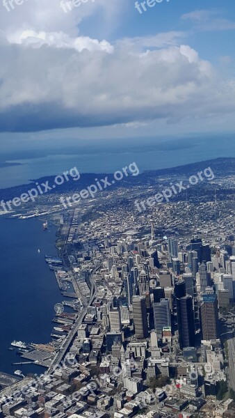 Airplane View Urban City Aerial View Buildings