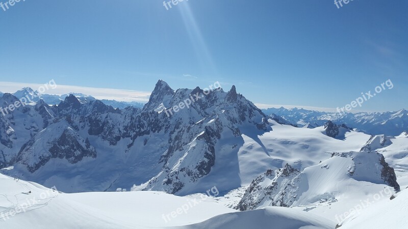 High Mountains Chamonix Grand Jorasses Mont Blanc Group Mountains