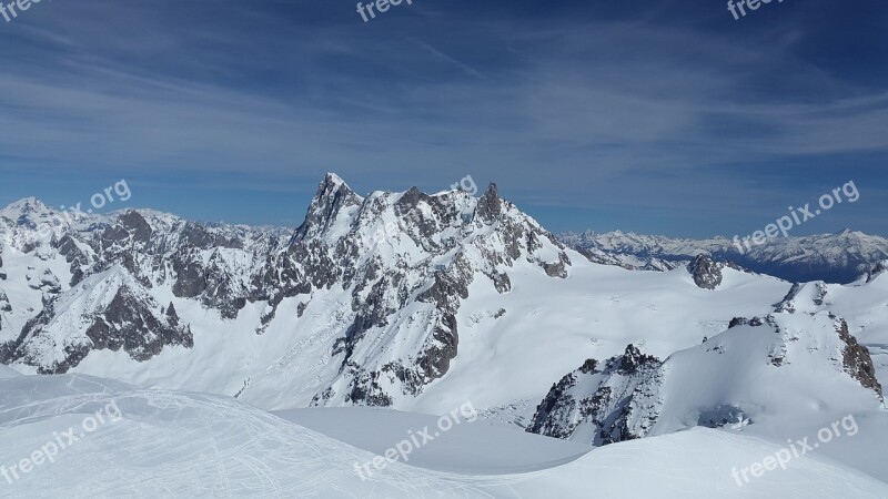 High Mountains Chamonix Grand Jorasses Mont Blanc Group Mountains