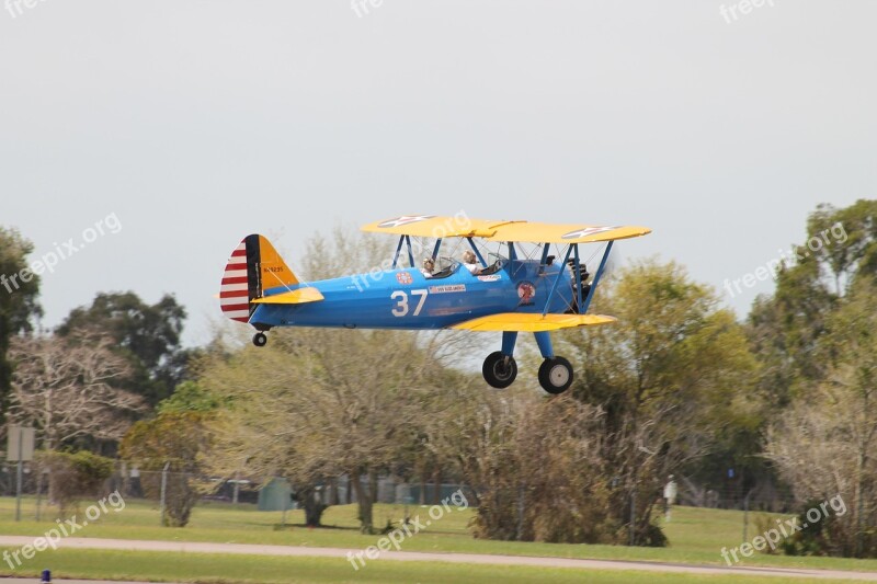 Bi-plane Pilot Plane Air Aviation