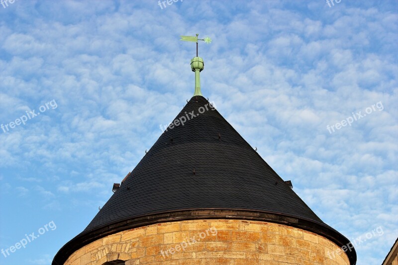 Tower Roof Weathervane Sky Schloss Waldeck