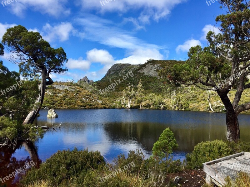 Cradle Mountain Lake Water Mountains Rocks