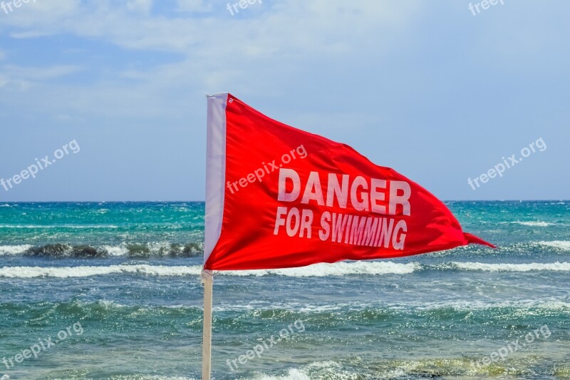 Red Flag Warning Danger Rough Sea Caution