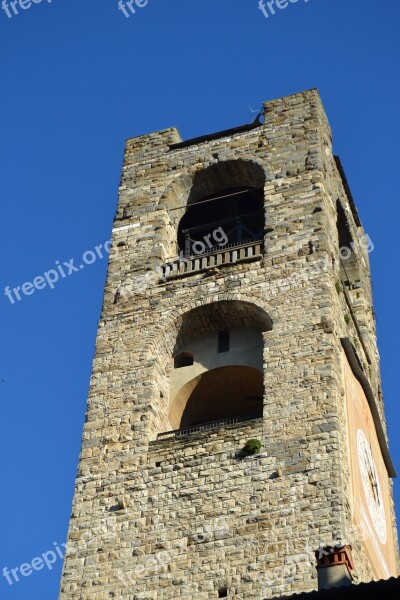 Italy Begamo Tower Medieval Middle Ages