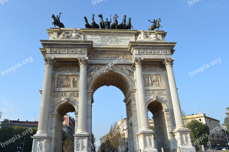 Italy Milan Sempione Park Arch Of Triumph Arch Of Peace