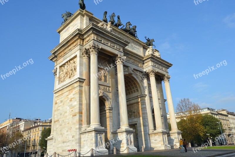 Italy Milan Sempione Park Arch Of Triumph Arch Of Peace