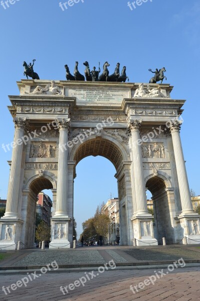 Italy Milan Sempione Park Arch Of Triumph Arch Of Peace