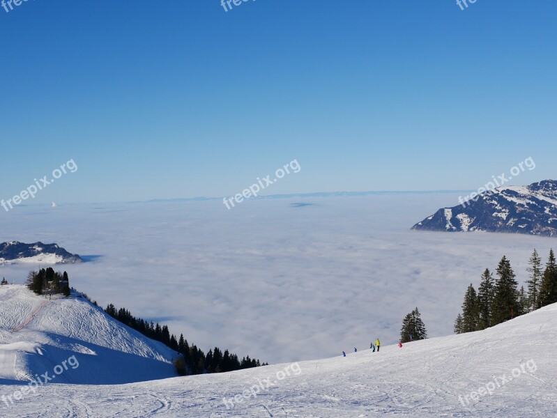 Mountain Skiing Sea Of Fog Mountains Fog