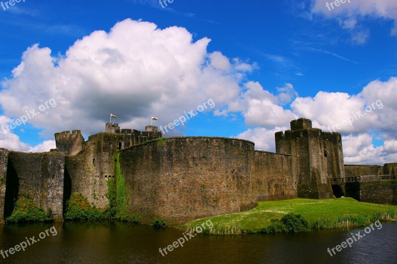 Castle Fort Moat Clouds Architecture