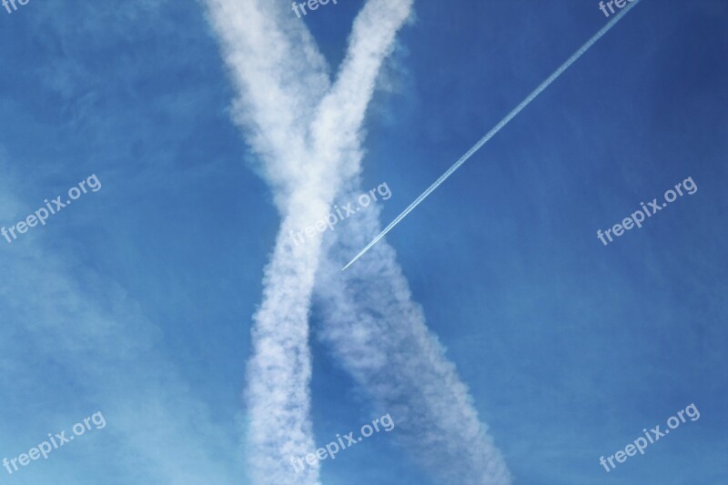 Sky Clouds Airplane Aeroplane Blue