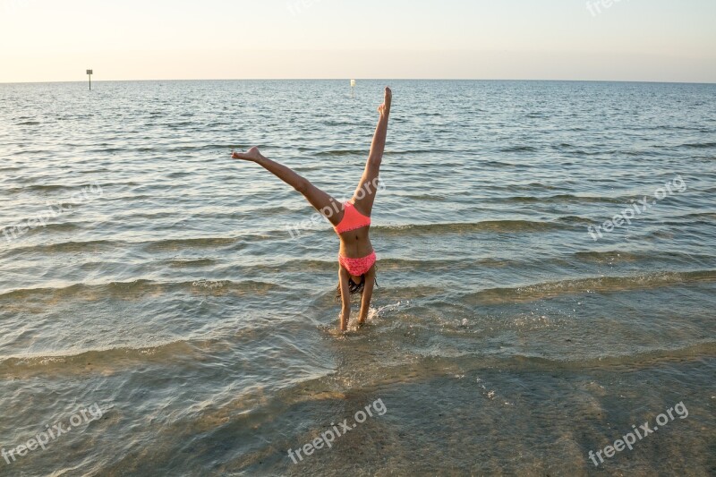 Cartwheel Gymnastics People Person Beach