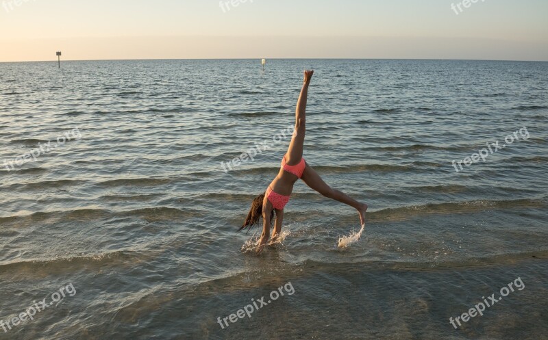 Cartwheel Gymnastics People Person Beach