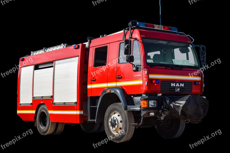 Fire Vehicle One Isolated Blue Light