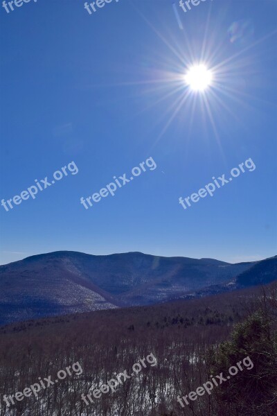 Mountains Sun Winter Nature Landscape