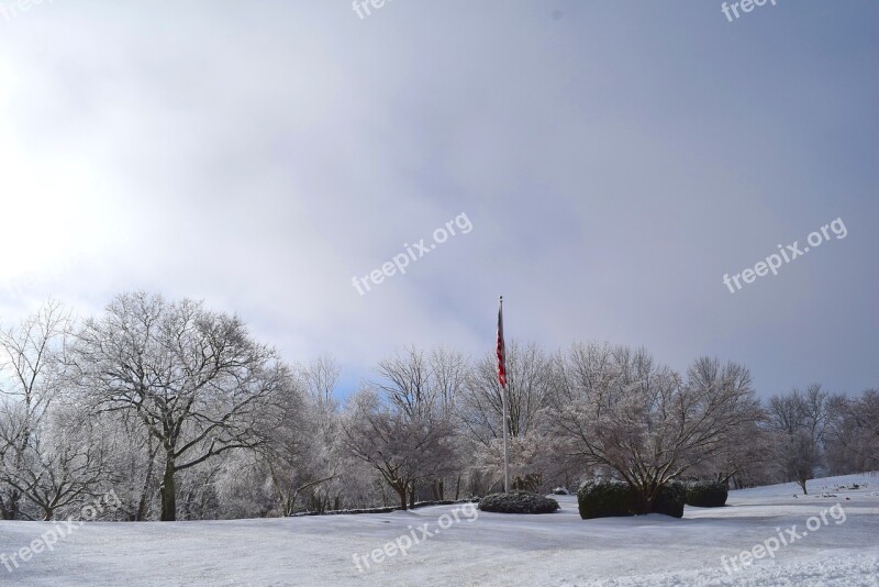 Snow Winter Frost Park Trees