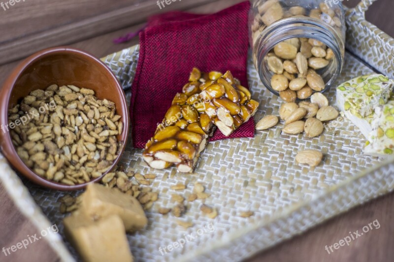 Almonds Nougat Still Life Candy Sweetness