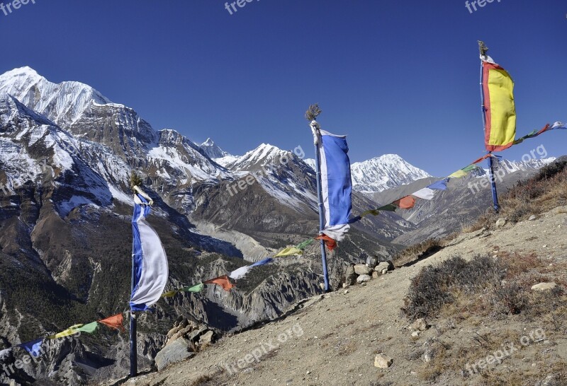 Nepal Prayer Flags Tre Buddhism Buddhist