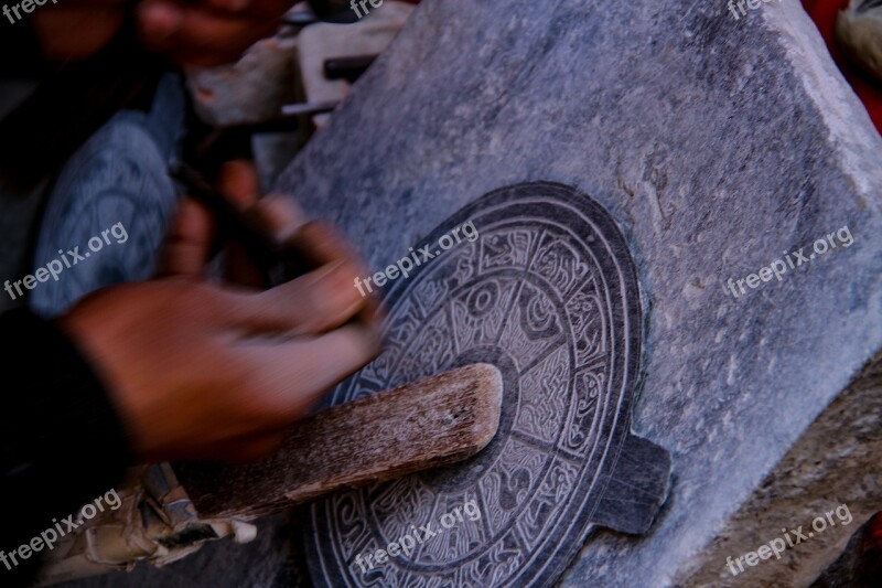 Stone Carving Nepal Kathmandu Stupa Buddhism