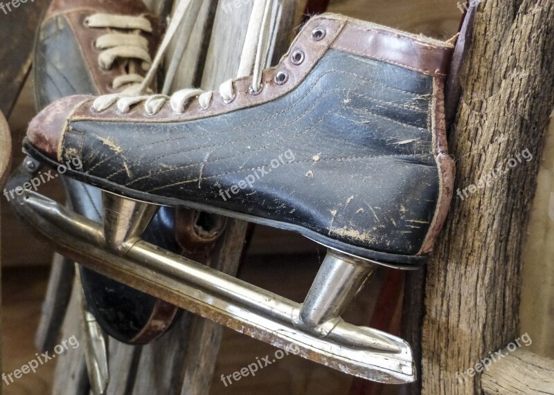 Ancient Old Antique Ice Hockey Shoe