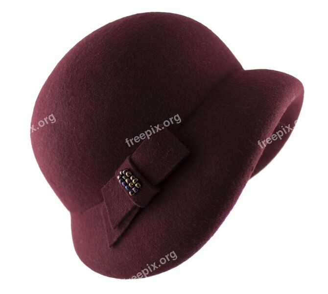 Hat Retro Hat Womens Hat Filcowy Hat Burgundy Woman