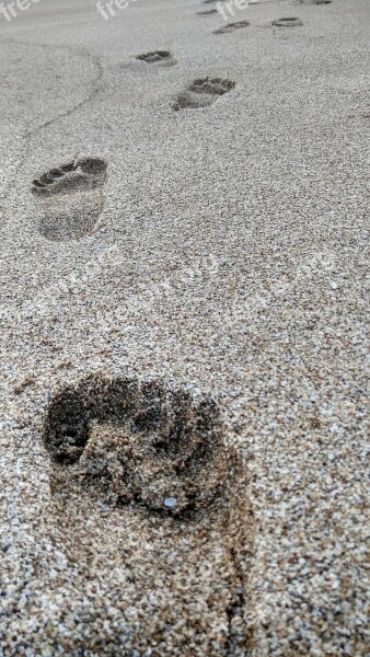 Footprints Beach Sand Nature Footstep