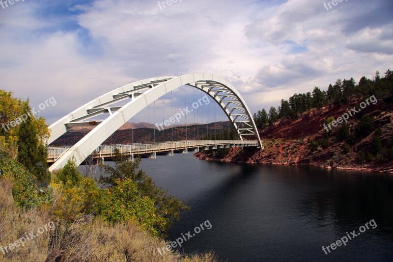 Flaming Gorge Bridge Bridge Lake Suspension Water