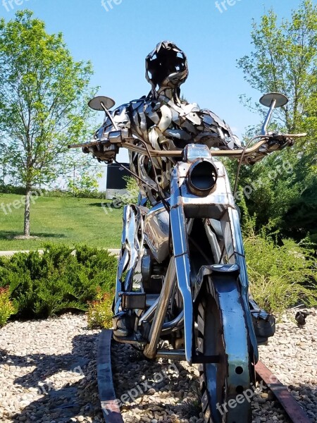 Motorcycle Sculpture Monument Figure Bike