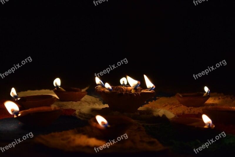 Diya Diwali Orange Flame Fire Oil Lamp