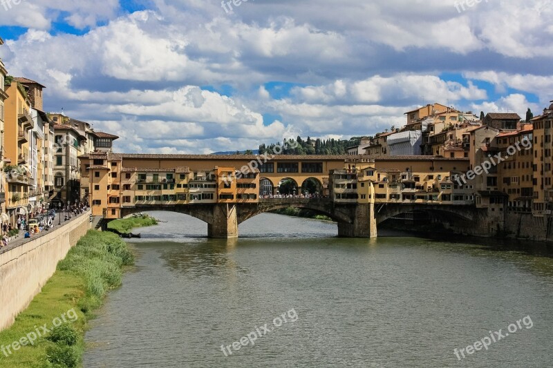 Florence Italy Arno River Ponte Vecchio