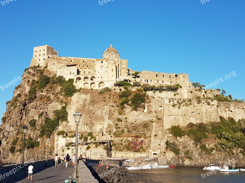 Ischia Aragonese Castle Islands Sea Landscape