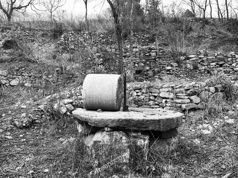 Stone Mill Country In Rural Areas Memory Black And White