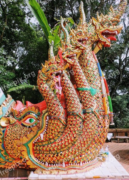 Dragon Sculpture Statues Asia Thailand