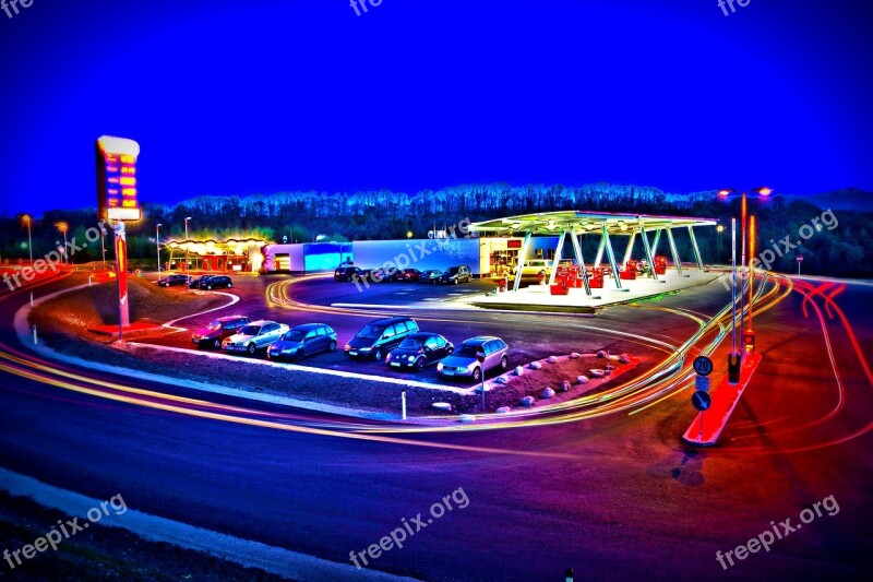 Petrol Stations Sureal Hdr Red Night