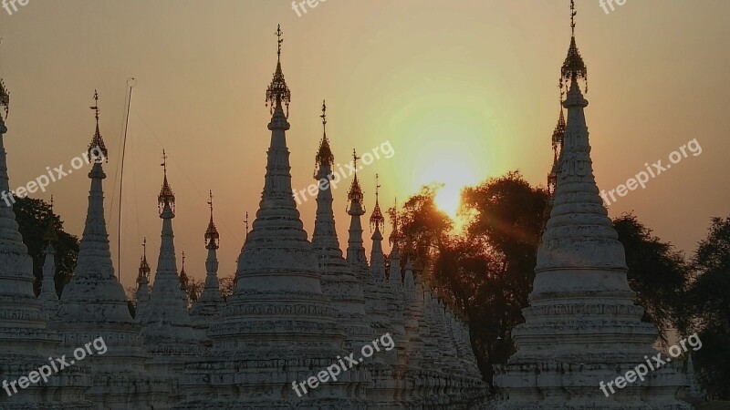 Sunset Temple Mandalay Myanmar Free Photos