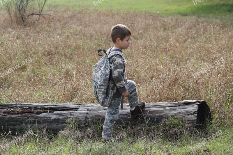 Boy Nature Camouflage Hiking Child