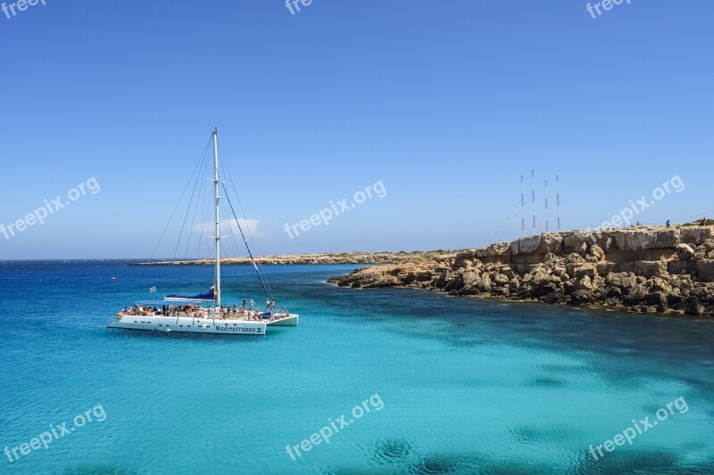 Catamaran Sea Boat Tourism Blue