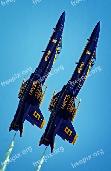 Upwards Blue Angels Usaf F A-18 Hornet Military