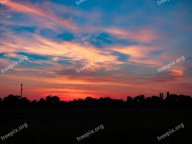 Sunset Sky In The Evening Clouds Lights