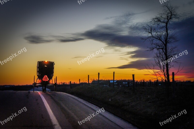 Buggy Evening Twilight Carriage Sunset