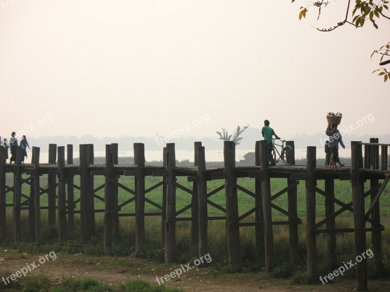 Myanmar Mandalay U Leg Bridge Free Photos