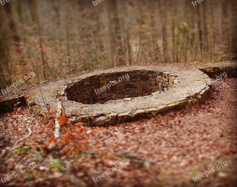 Ruin Old Brick Wall Tower Forest Autumn