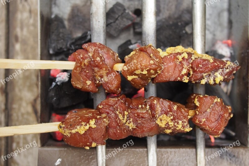 Satay Food Sate Asian Meat