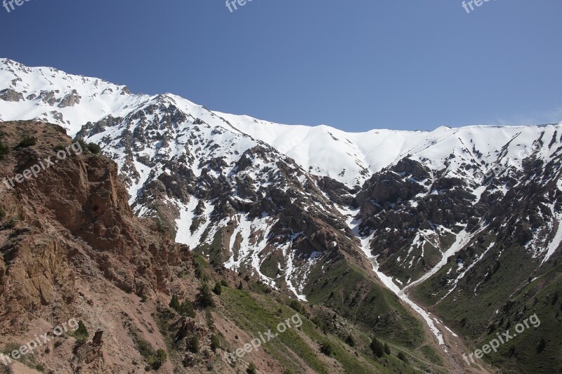 Mountains Snow Sky Mountain Landscape Spring