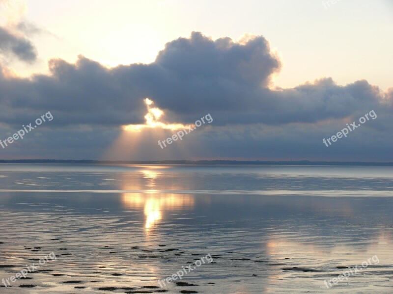 Clouds Sun Sea Afterglow Sunbeam