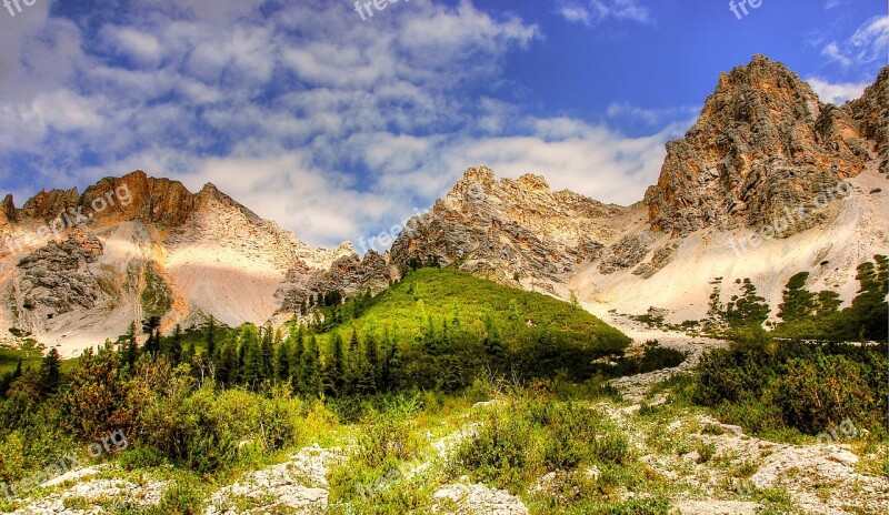 Dolomites Fanes Landscape Mountains Rock